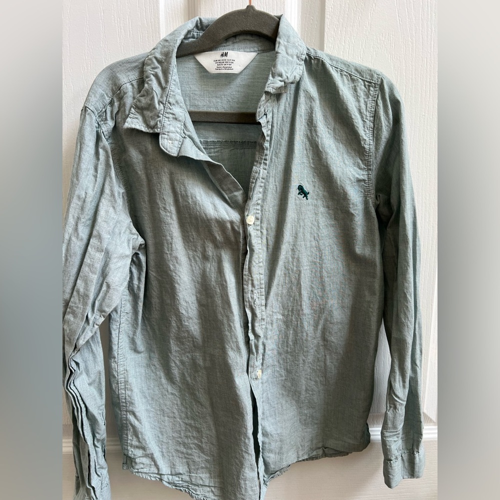 H&M Kid’s Casual Button-Down Shirt in Light Green